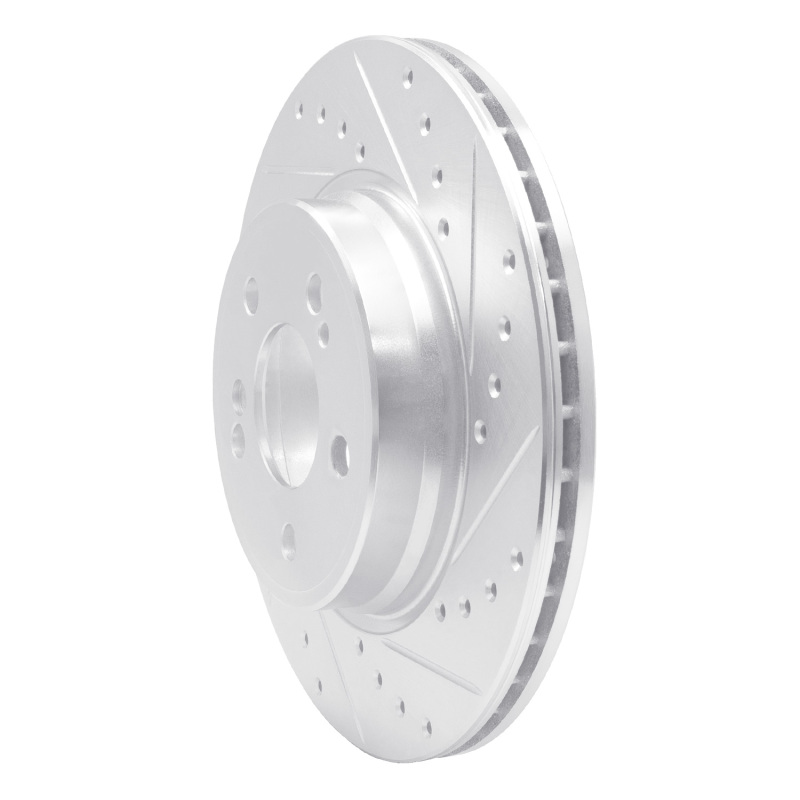 Mercedes-Benz SL500 Brake Rotor (1) - Rear Right - R1 Concepts - Drilled & Slotted - Silver - `93-`02